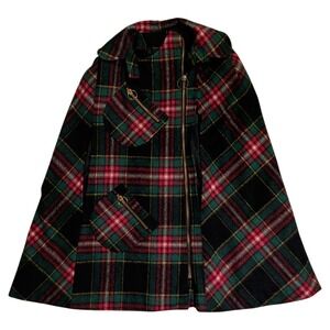 Queen of Capes Country Place Cape Jacket Women Tweed Plaid Pockets Dark Academia